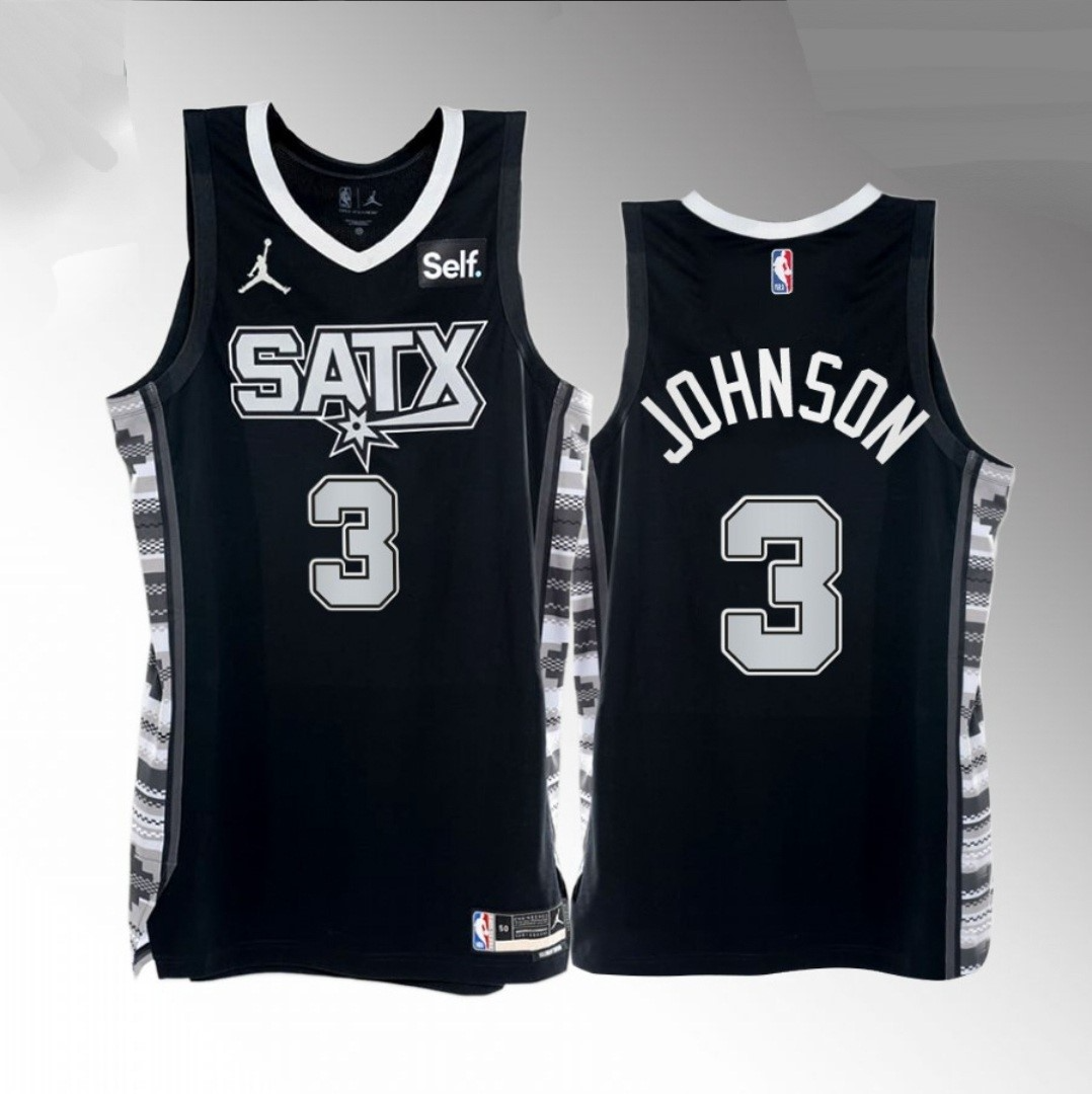 Men' San Antonio Spurs #3 Keldon Johnson 2022-23 Black Jersey