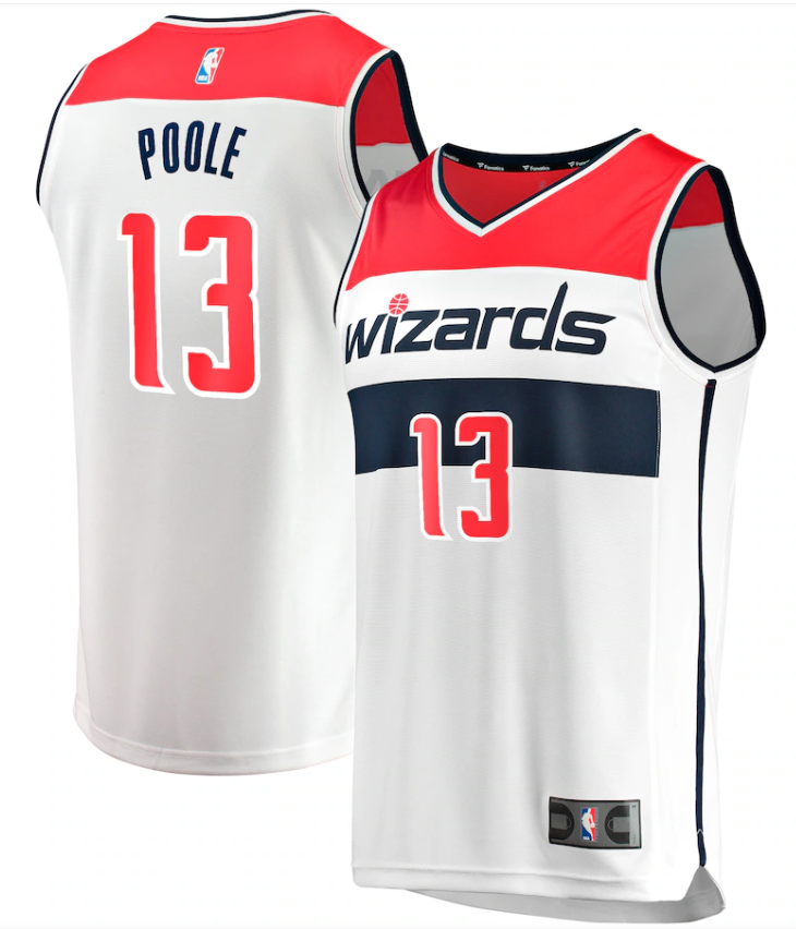 Men' Washington Wizards #13 Jordan Poole White Icon Edition Stitched Jersey