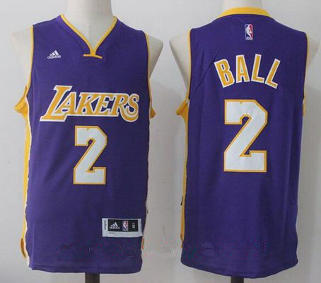Men's 2017 Draft Los Angeles Lakers #2 Lonzo Ball Purple Stitched NBA adidas Revolution 30 Swingman Jersey