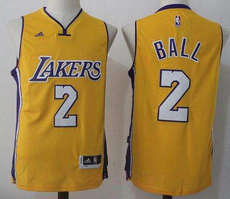 Men's 2017 Draft Los Angeles Lakers #2 Lonzo Ball Yellow Stitched NBA adidas Revolution 30 Swingman Jersey