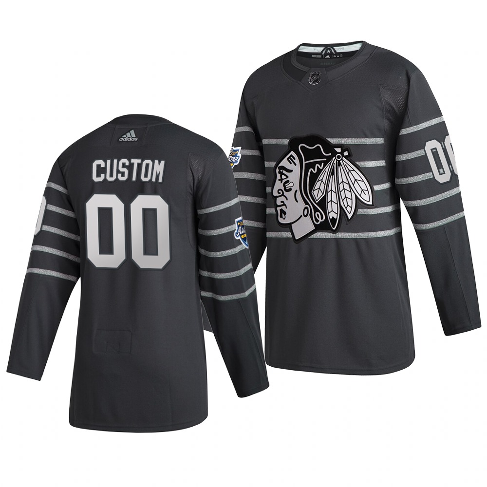 Men's 2020 NHL All-Star Game Chicago Blackhawks Custom Authentic adidas Gray Jersey