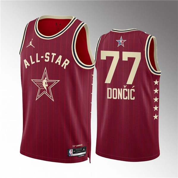 Men's 2024 All-Star #77 Luka Don?i? Crimson Stitched Basketball Jersey