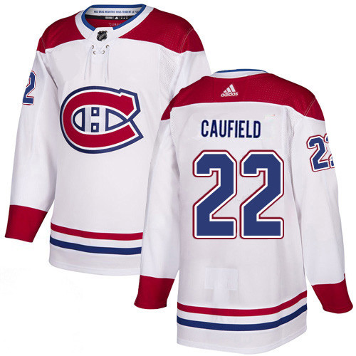 Men's Adidas Canadiens #22 Cole Caufield White Road Authentic Jersey