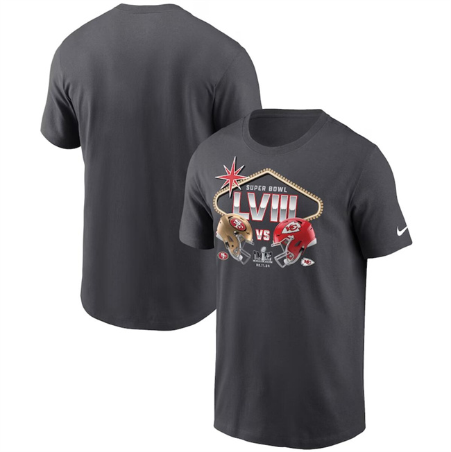 Men's Anthracite Kansas City Chiefs Vs. San Francisco 49ers Super Bowl LVIII Matchup T-Shirt