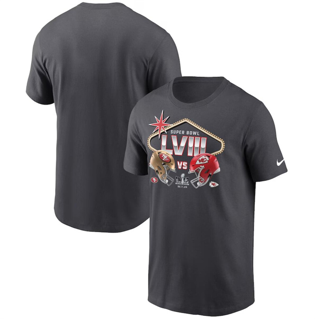 Men's Anthracite Kansas City Chiefs Vs. San Francisco 49ers Super Bowl LVIII Matchup T-Shirts
