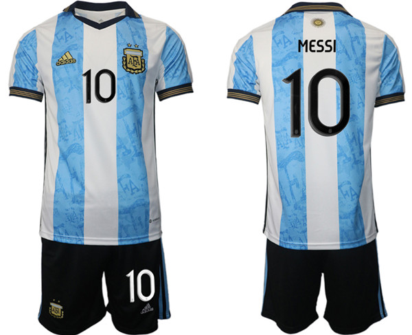 Men's Argentina #10 Messi White Blue Home Soccer 2022 FIFA World Cup Jerseys