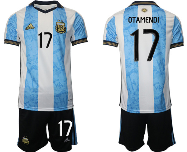 Men's Argentina #17 Otamendi White Blue Home Soccer 2022 FIFA World Cup Jerseys