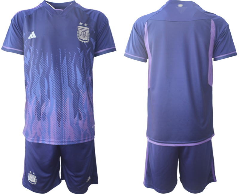 Men's Argentina Blank Away Soccer Jersey Suit