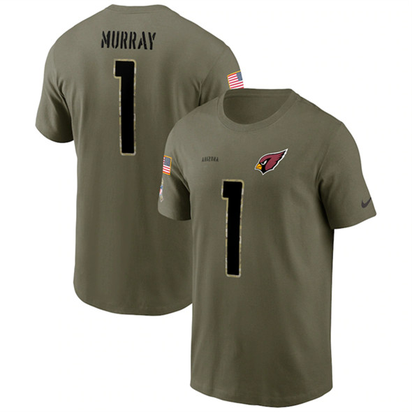 Men's Arizona Cardinals #1 Kyler Murray 2022 Olive Salute to Service T-Shirt