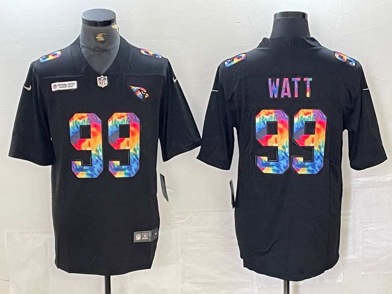Men's Arizona Cardinals #99 JJ Watt Black Multi Color Black 2020 Crucial Catch Vapor Untouchable Nike Limited Jersey