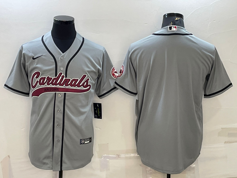 Men's Arizona Cardinals Blank Grey With Patch Cool Base Stitched Baseball Jersey