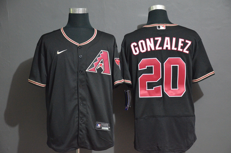 Men's Arizona Diamondback #20 Luis Gonzalez Black Stitched Nike MLB Flex Base Jers
