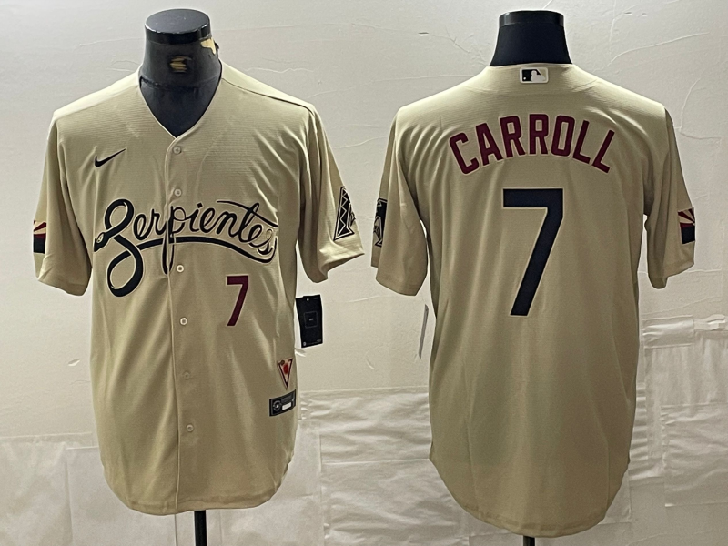 Men's Arizona Diamondbacks #7 Corbin Carroll Number 2021 Gold City Connect Cool Base Stitched Jerseys