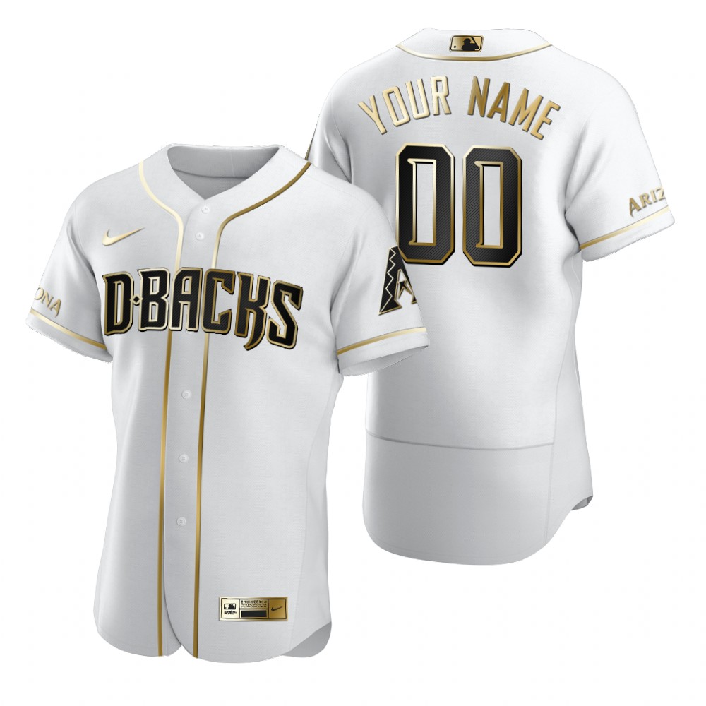 Men's Arizona Diamondbacks Custom Nike White Stitched MLB Flex Base Golden Edition Jersey