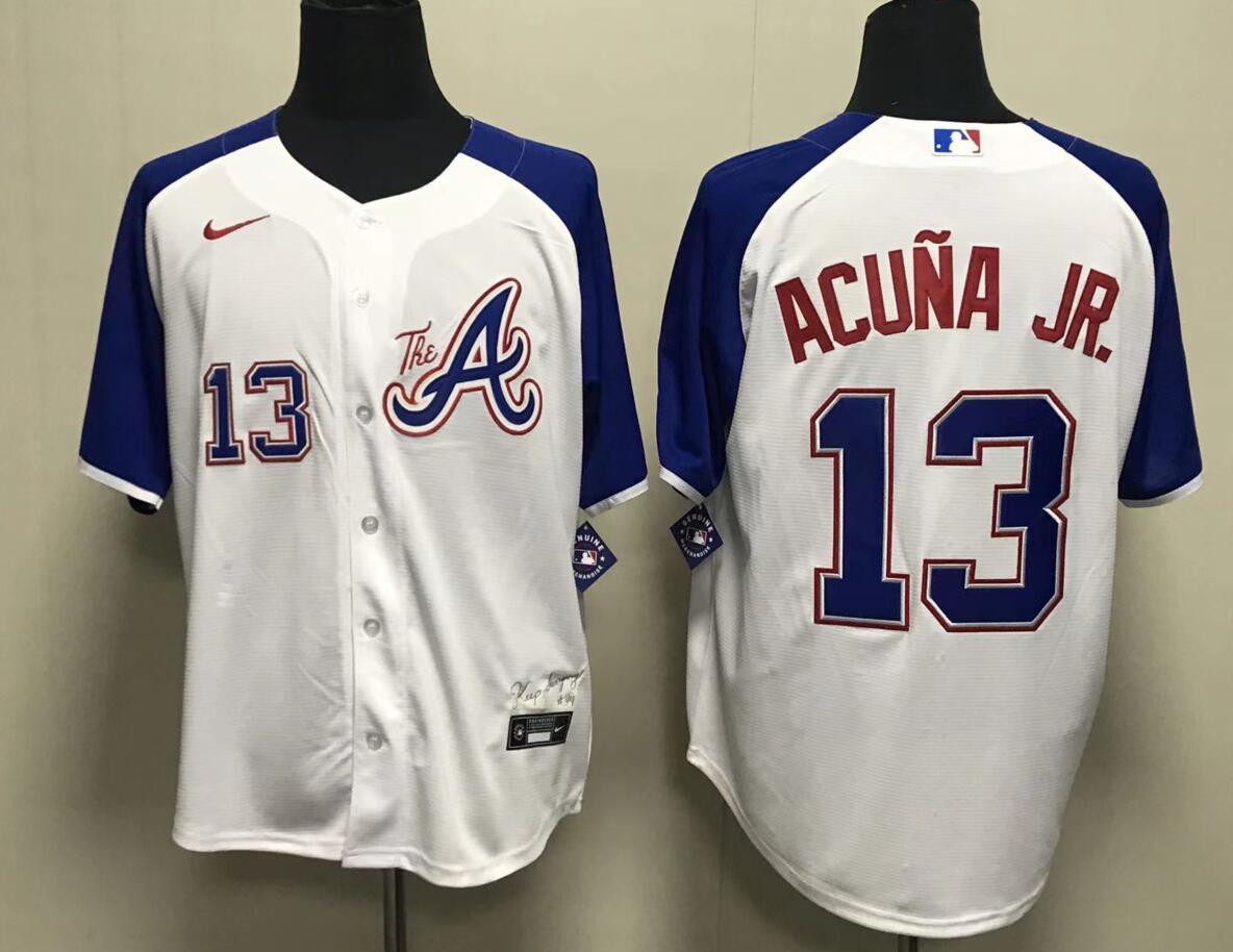 Men's Atlanta Braves #13 Ronald Acuna Jr White unveil 2023 City Connect jerseys