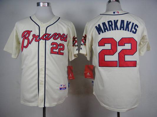Men's Atlanta Braves #22 Nick Markakis Cream Jersey