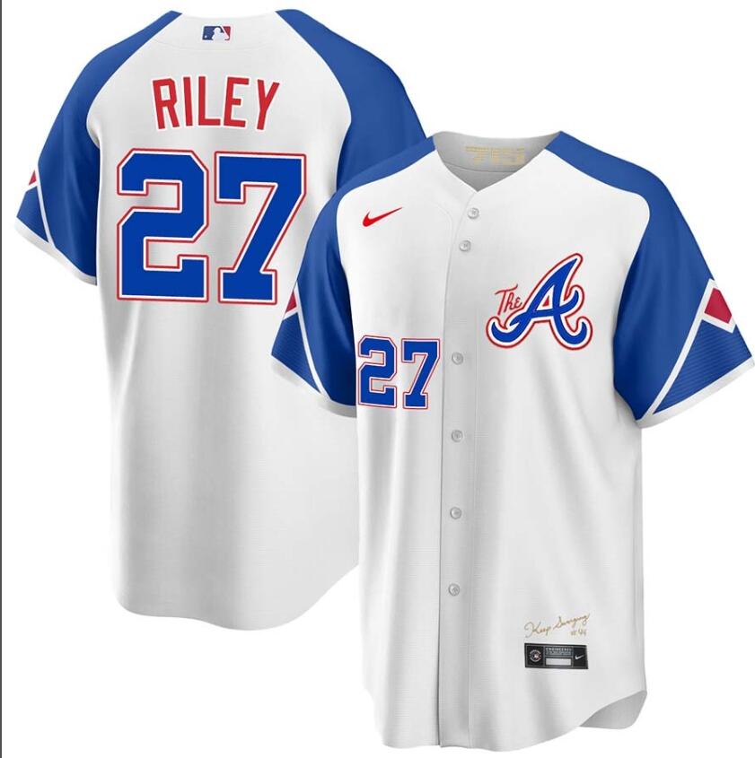 Men's Atlanta Braves #27 Austin Riley White unveil 2023 City Connect jerseys