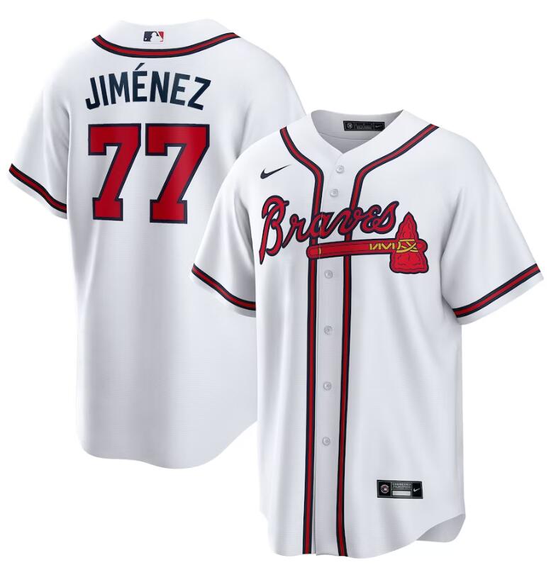 Men's Atlanta Braves #77 Joe Jiménez Nike Home Replica Player Jersey - White