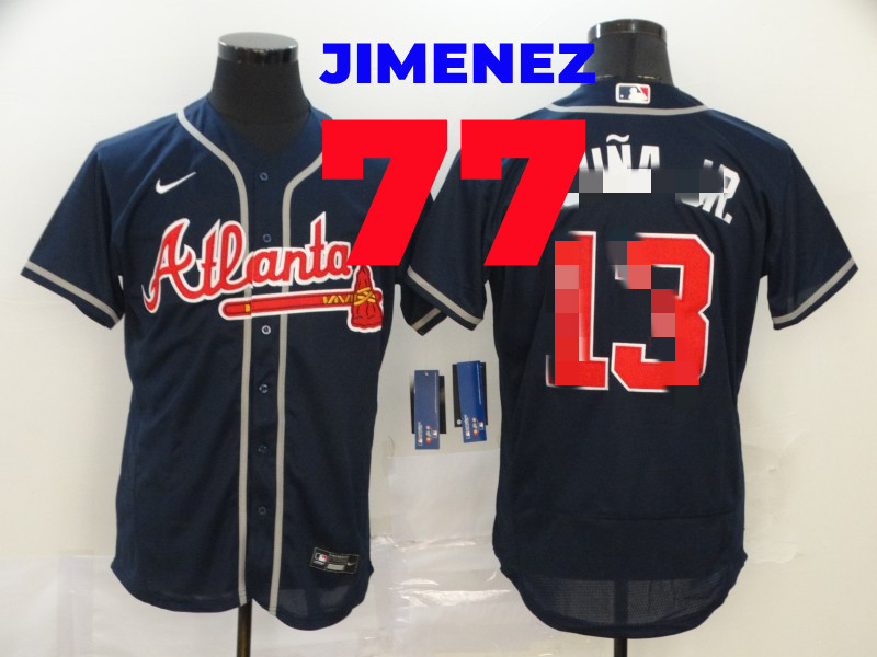 Men's Atlanta Braves #77 Joe Jimenez Nike Navy Blue Replica Player Jersey