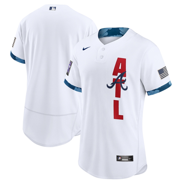 Men's Atlanta Braves Blank 2021 White All-Star Flex Base Stitched MLB Jersey