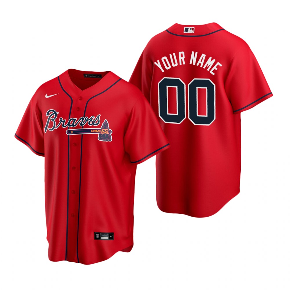 Men's Atlanta Braves Custom Nike Red 2020 Stitched MLB Cool Base Jersey