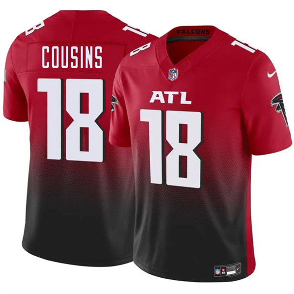 Men's Atlanta Falcons #18 Kirk Cousins Red Black 2023 F.U.S.E. Vapor Untouchable Limited Football Stitched Jersey