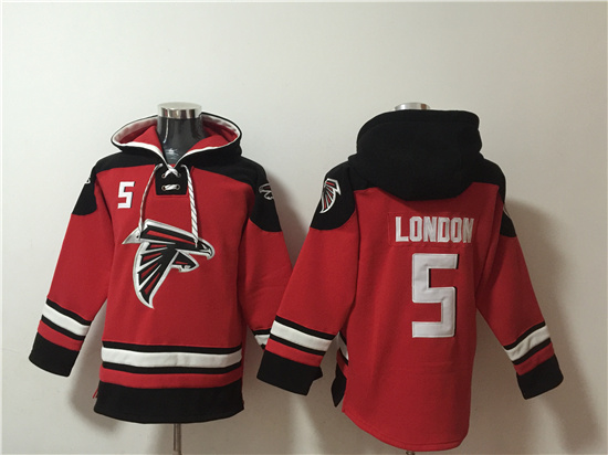Men's Atlanta Falcons #5 Drake London Red Ageless Must-Have Lace-Up Pullover Hoodie_副本