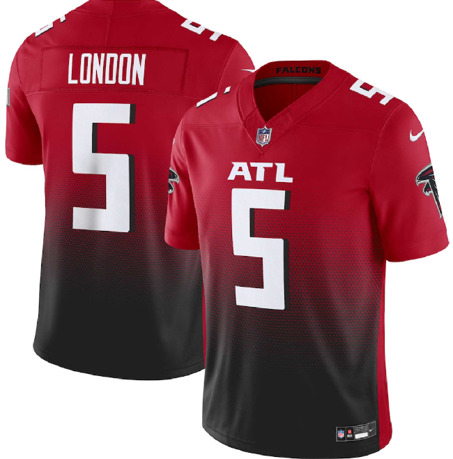 Men's Atlanta Falcons #5 Drake London Red Black 2023 F.U.S.E. Vapor Untouchable Limited Football Stitched Jersey