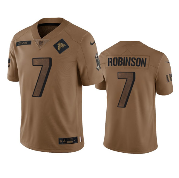 Men's Atlanta Falcons #7 Bijan Robinson 2023 Brown Salute To Setvice Limited Football Stitched Jersey