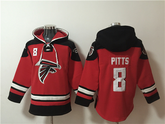 Men's Atlanta Falcons #8 Kyle Pitts Red Ageless Must-Have Lace-Up Pullover Hoodie_副本