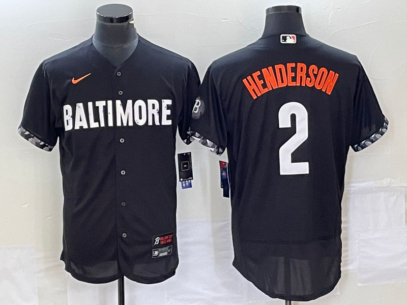 Men's Baltimore Orioles #2 Gunnar Henderson Black 2023 City Connect Flex Base Stitched Jersey