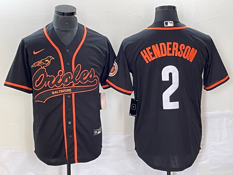 Men's Baltimore Orioles #2 Gunnar Henderson Black Cool Base Stitched Baseball Jersey