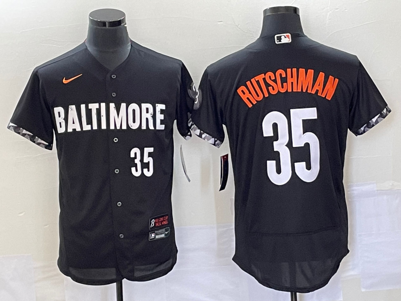 Men's Baltimore Orioles #35 Adley Rutschman Number Black 2023 City Connect Flex Base Stitched Jersey 2