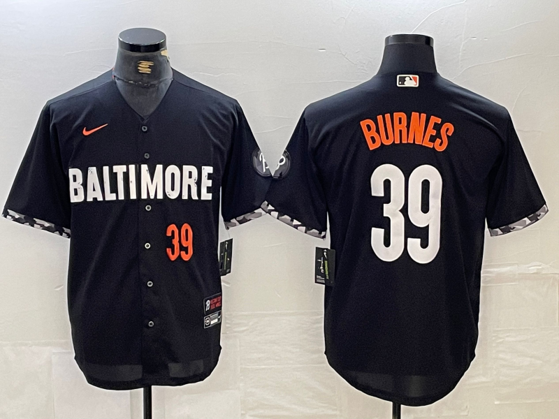 Men's Baltimore Orioles #39 Corbin Burnes Number Black 2023 City Connect Cool Base Stitched Jersey