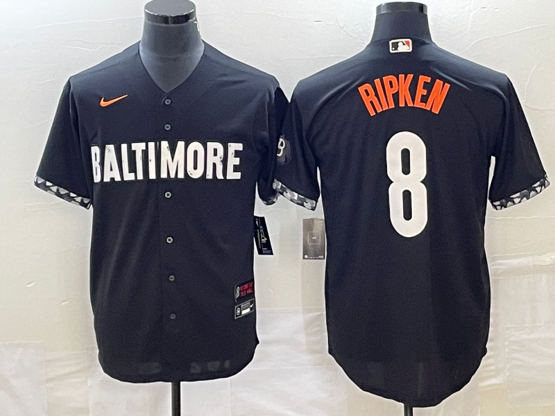 Men's Baltimore Orioles #8 Cal Ripken Jr Black 2023 City Connect Cool Base Stitched Jersey
