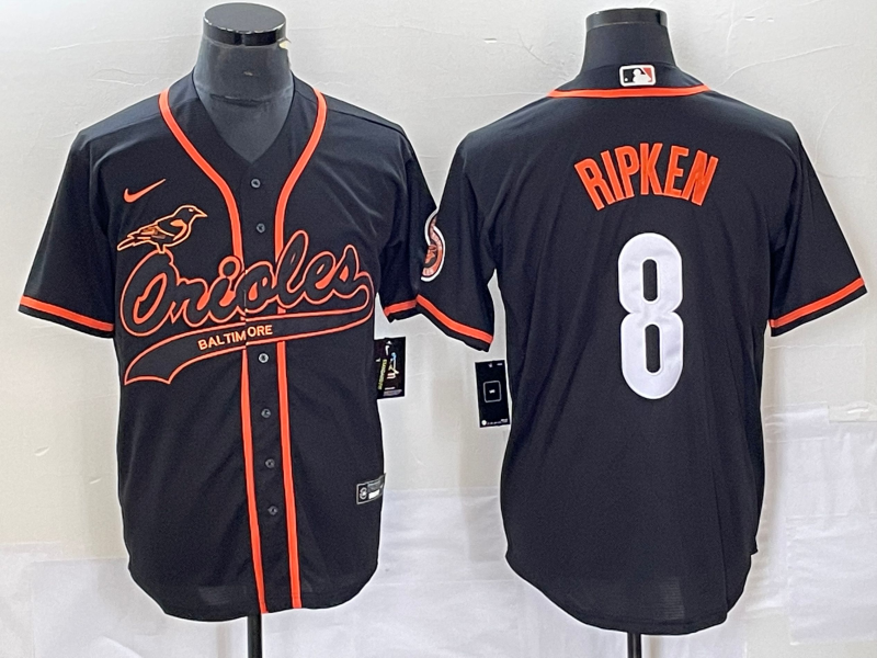 Men's Baltimore Orioles #8 Cal Ripken Jr Black Cool Base Stitched Baseball Jersey