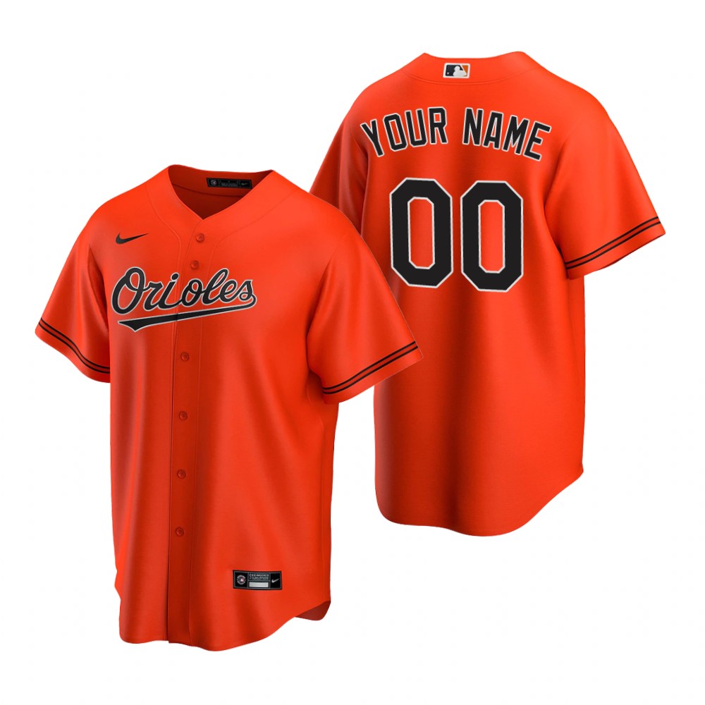 Men's Baltimore Orioles Custom Nike Orange 2020 Stitched MLB Cool Base Jersey