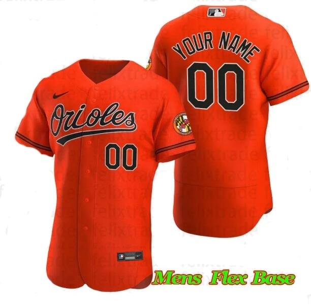 Men's Baltimore Orioles Custom Nike Orange Flex Base Authentic Collection Jersey