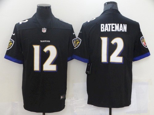 Men's Baltimore Ravens #12 Rashod Bateman Black 2021 Leopard Jersey