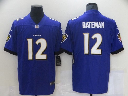 Men's Baltimore Ravens #12 Rashod Bateman Purple Leopard Jersey