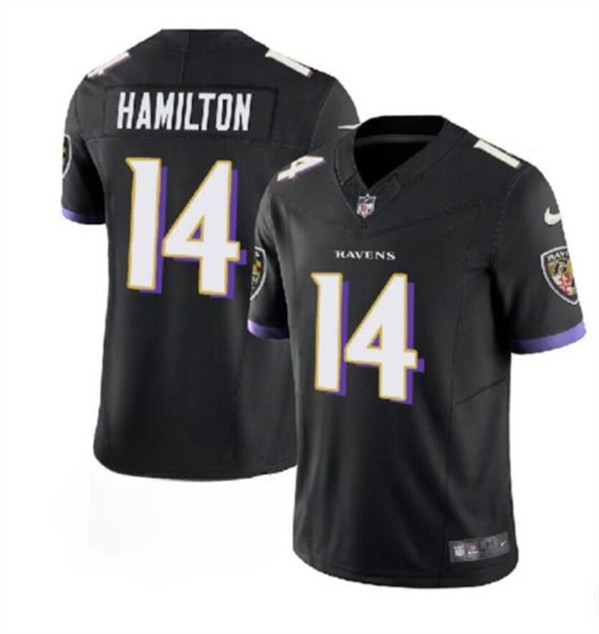 Men's Baltimore Ravens #14 Kyle Hamilton Black 2023 F.U.S.E. Vapor Limited Stitched Jersey