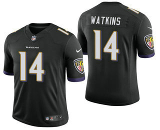 Men's Baltimore Ravens #14 Sammy Watkins Black 2021 Vapor Untouchable Stitched NFL Nike Limited Jersey