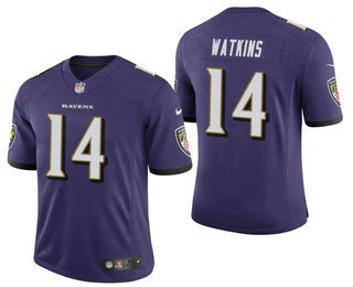 Men's Baltimore Ravens #14 Sammy Watkins Purple 2021 Vapor Untouchable Stitched NFL Nike Limited Jersey