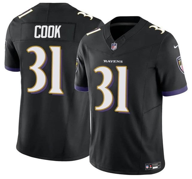 Men's Baltimore Ravens #31 Dalvin Cook Black 2024 F.U.S.E. Vapor Limited Football Stitched Jersey
