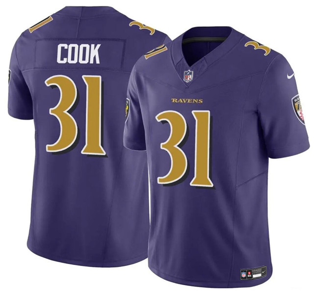 Men's Baltimore Ravens #31 Dalvin Cook Purple 2024 F.U.S.E. Color Rush Vapor Limited Football Stitched Jersey