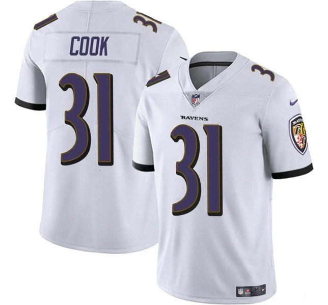 Men's Baltimore Ravens #31 Dalvin Cook White Vapor Limited Football Stitched Jersey