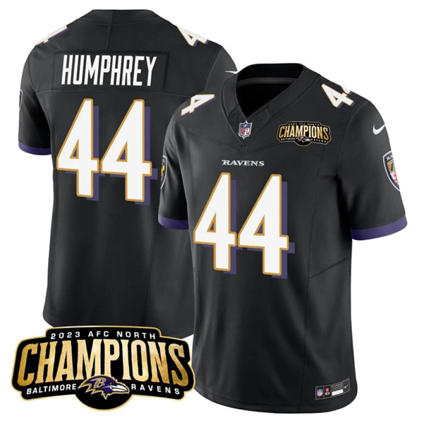 Men's Baltimore Ravens #44 Marlon Humphrey Black 2023 F.U.S.E. AFC North Champions Vapor Limited Football Stitched Jersey