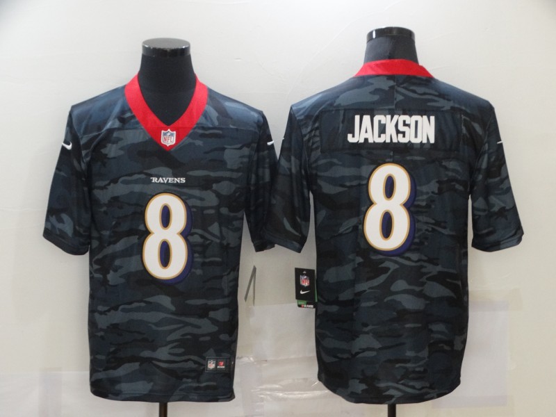 Men's Baltimore Ravens #8 Lamar Jackson 2020 Camo Limited Stitched Nike NFL Jersey