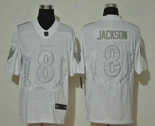 Men's Baltimore Ravens #8 Lamar Jackson White Peace Edition 2020 Vapor Untouchable Stitched NFL Nike Limited Jersey