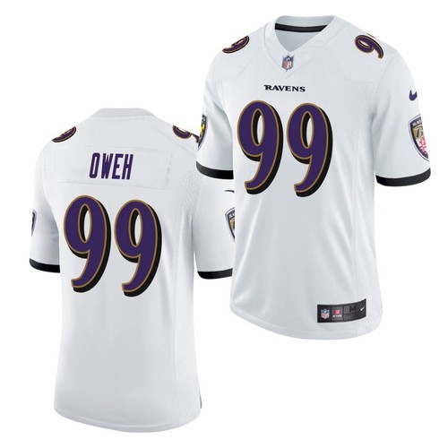 Men's Baltimore Ravens #99 Jayson Oweh White 2021 Limited Football Jersey